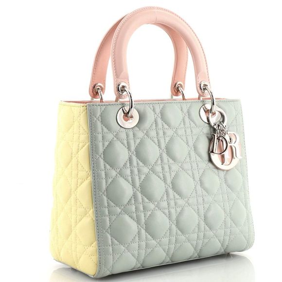 Christian Dior Tricolor Lady Dior Bag Cannage Quilt Leather Medium - Picture 3 of 7